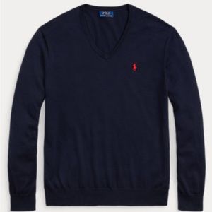 Mens Polo by Ralph Lauren Pima Cotton V-Neck Sweater